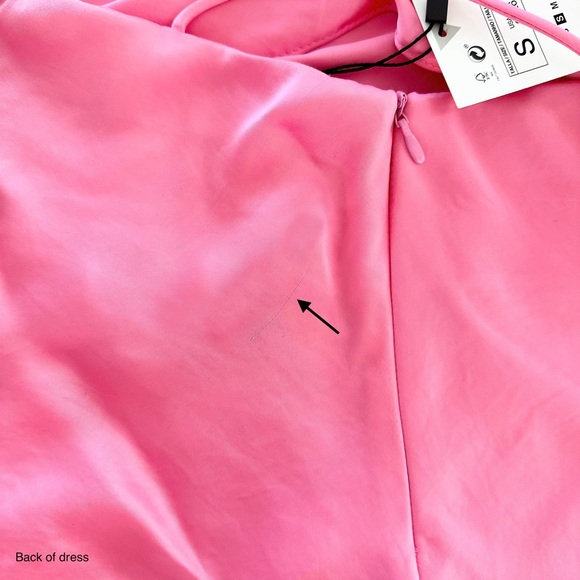 ZARA | NWT SEXY DRAPED SATIN EFFECT DRESS RUCHED TRF (HOT PINK) CRISS CROSS - Picture 14 of 16